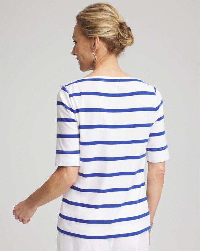 Striped Pima Cotton Bateau-Neck Tee - image 3